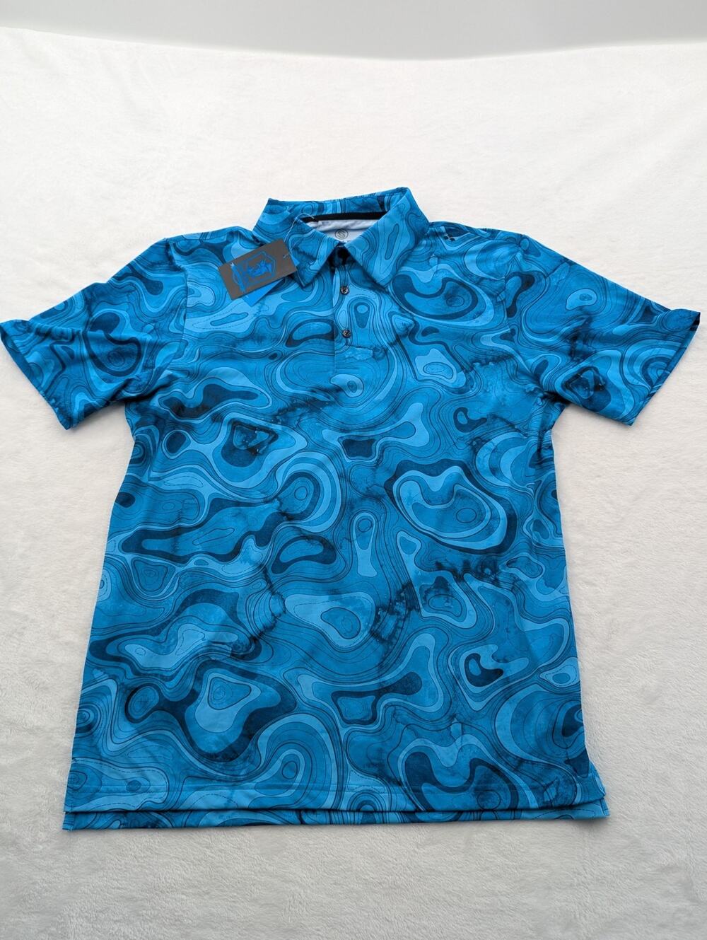 Scales Men's Size Small Polo Golf Performance Shirt Blue Stretch NWT